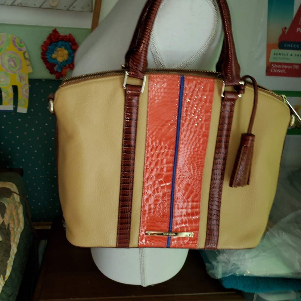 BRAHMIN EUC LARGE BAG & WALLET COMBO
